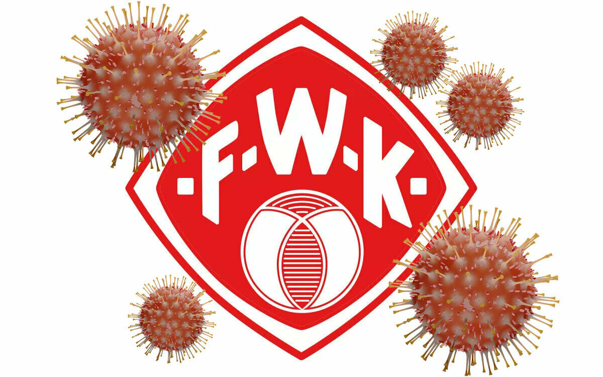 Logo der Würzburger Kickers mit Corona Viren Logo der Würzburger Kickers mit Corona Viren
